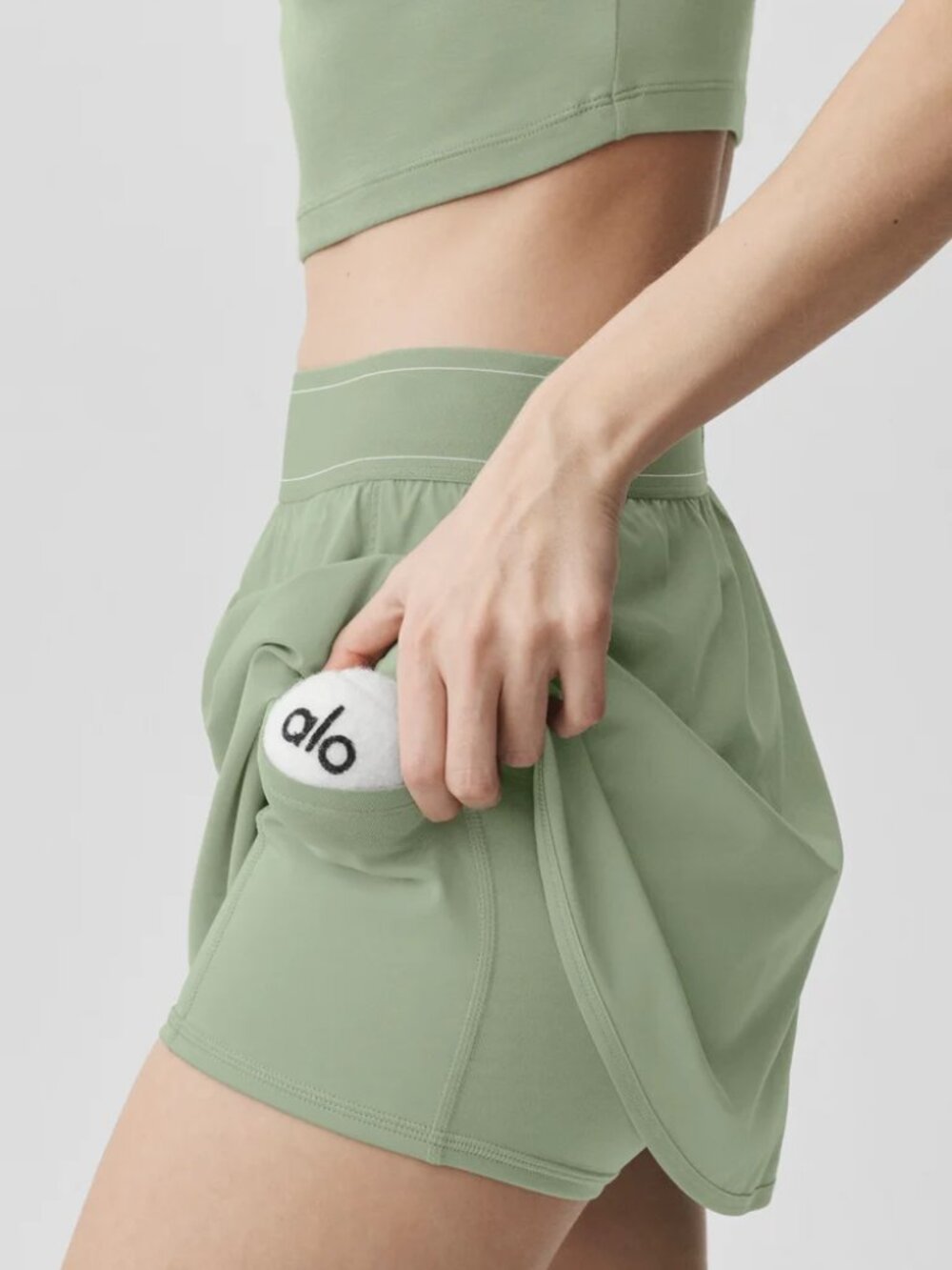 Alo Yoga Match Point Tennis Skirt (Dune Grass)Women's Skirt🍐 - Picture 6 of 8